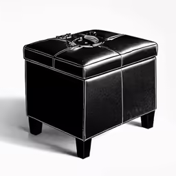 an art deco black square stool on white