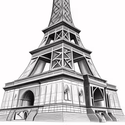 a pencil drawing of the eiffel tower