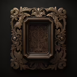 a picture frame is shown with carved floral designs