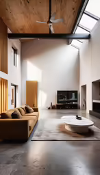 a living area with several couches and table