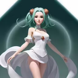 a sexy white woman with light green hair