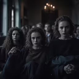 a group of young people in dark outfits