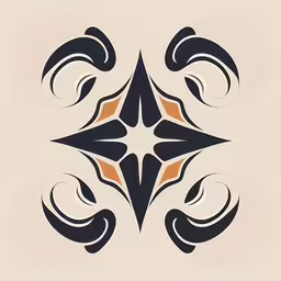 an abstract art work with curves,a design that is black and orange with some red accents