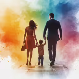 an image of father and son holding hands