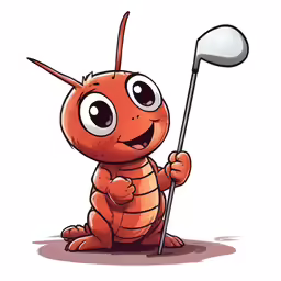 a cartoon bug holding a golf clubs