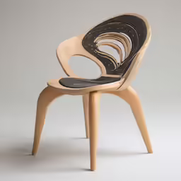 there is a chair made out of several different types of wood