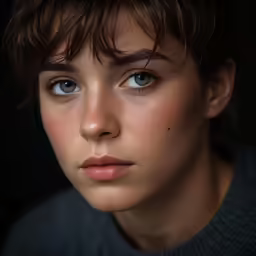 a close up shot of a person with blue eyes