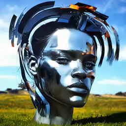 a sculpture that has been taken out of the grass