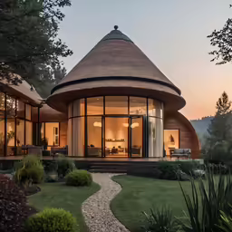 the round structure features an open living area