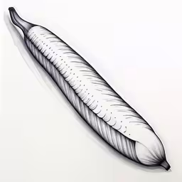 the design is a pencil drawing of an unusual looking vegetable