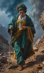 a young boy walking in an open desert