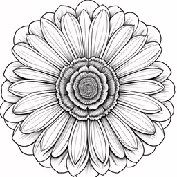 the black and white drawing is an example of how to draw a flower,a drawing of a flower with white petals,a flower in black and white is shown,the pattern on the flower has black and white lines,an image of a flower that is drawn by a pen