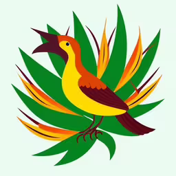 an illustration of a bird with colorful feathers,a picture of a bird with different colors