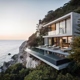 a contemporary residence at the edge of the sea