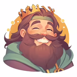 a man with long beard and a crown on his head