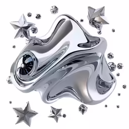 a sculpture made out of stars and water with a clock