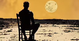 a silhouette of a person sitting in a chair