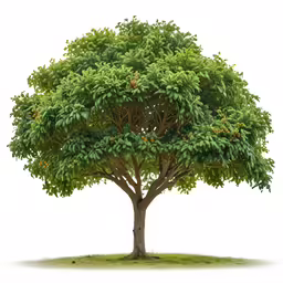 a tree with large leaves is in an area that looks very small
