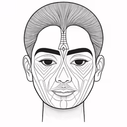 a line art of the face of a man with a strange headband