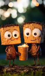two cute looking little little people with eyes