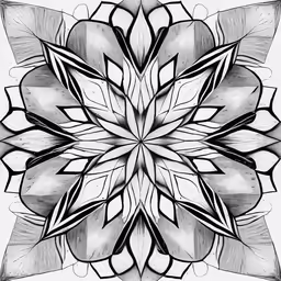 an intricate abstract drawing made up of black and white shapes