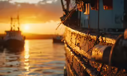 a couple of boats are in the water near the shore