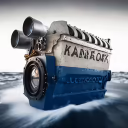 this is the rear end of a tanker engine as it rolls through water