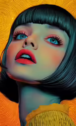 a painting of a woman wearing blue eyes