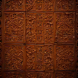 an image of a wooden carved pattern,intricately carved wooden panel from an islamic building
