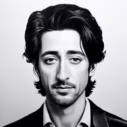 a black and white photo of a man in a suit