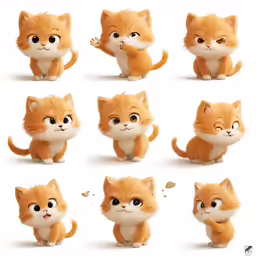a series of different cute cartoon kittens