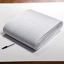 a notepad with a white blank sheet, black pen and a pen on top