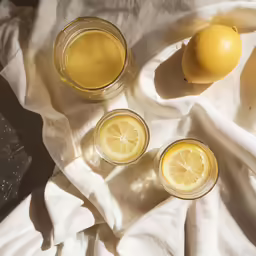 three cups that have some lemon slices in them