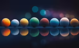 a row of colorful eggs sitting on top of a table
