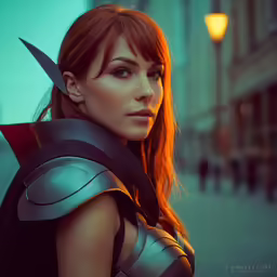 a woman in a futuristic outfit with sci - fi fion