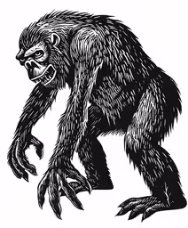 an image of an ape in black and white,the big gorilla looking at something