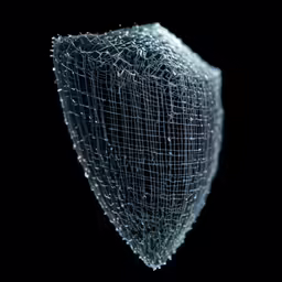 a blurry, abstract image of wire mesh hanging from a ceiling