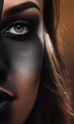 a woman with black makeup and bright make - up