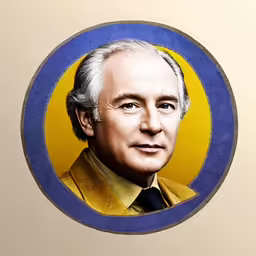 this is a portrait of a man in a gold suit and tie