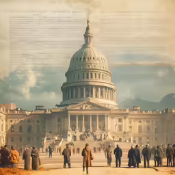 the capitol building is shown in a digital painting