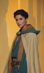 the woman is standing with her hands on her hips