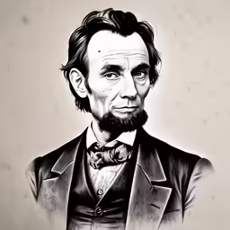 a drawing of abraham lincoln with long hair and beard