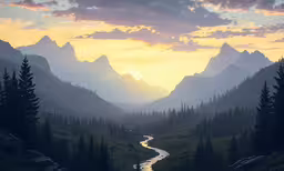 a river is moving through a green field
