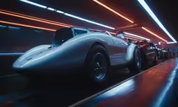 a sports car going through an underground tunnel