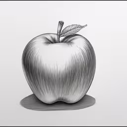 pencil drawing of a realistic apple,an apple drawing that is simple, just slightly different