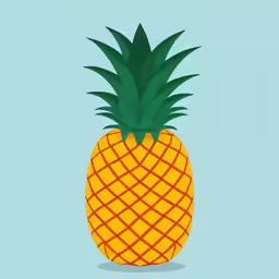 the image is of a pineapple with a blue background