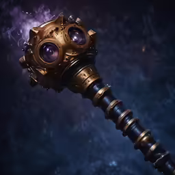 an electronic object with a long, shiny rod with two large circular faces