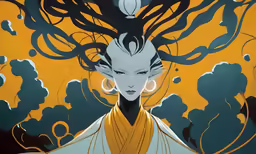 a woman with hair blowing in the wind