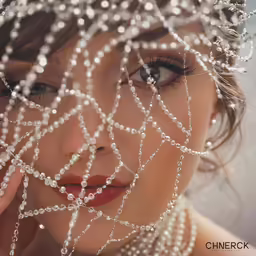 woman posing with veil in artistic fashion