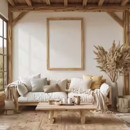 a living room with a large sectional sofa